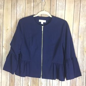 WOMEN MICHAEL KORS NAVY TOP SZ-8 THREE QTR SLEEVE